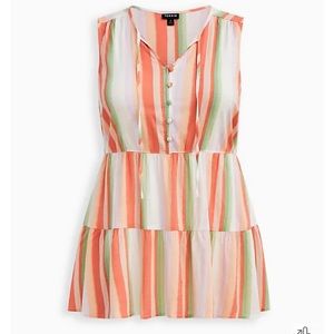 Torrid Stripe Tiered Stretch Tie Babydoll Tank 2